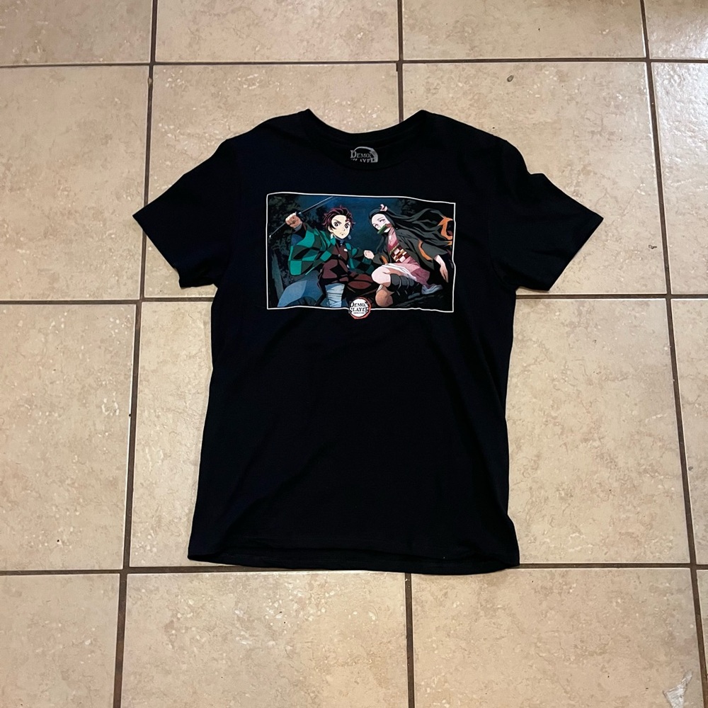 Demon Slayer Anime Cartoon Promo T Shirt Adult size M Black Mens